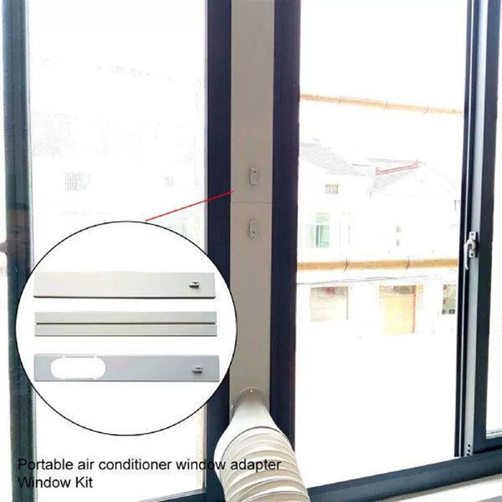 Unisex one size portable air conditioner window vent adapter kit with adjustable sliding plate and oval exhaust connection Kalsten