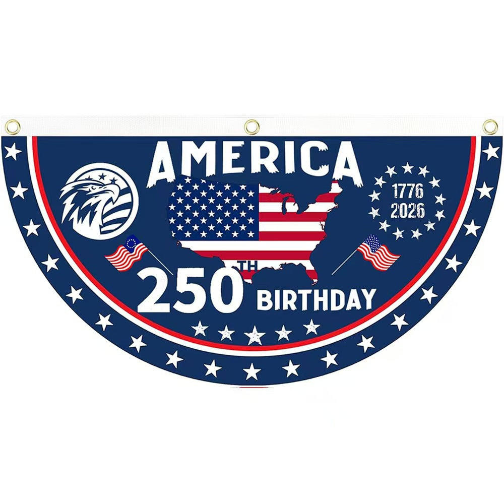 Unisex half-circle banner made of weatherproof polyester with metal eyelets and reinforced seams Kalsten