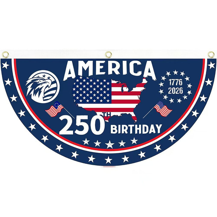 Unisex half-circle banner made of weatherproof polyester with metal eyelets and reinforced seams Kalsten