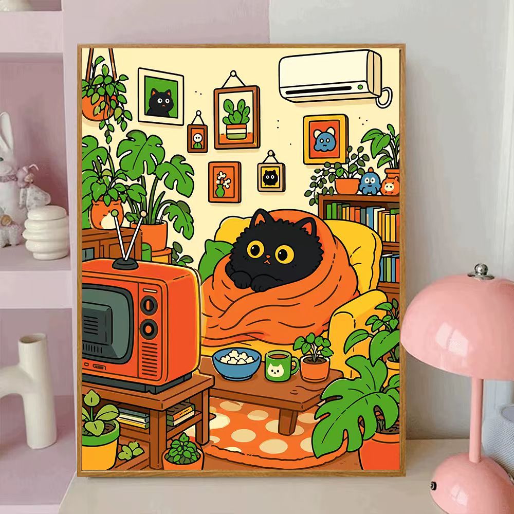 Playful Cat-Themed Decorative Wall Canvas Art Kalsten