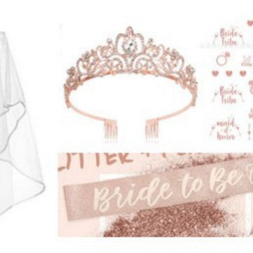 Women's bridal accessories set with shimmering veil and personalized sash Kalsten