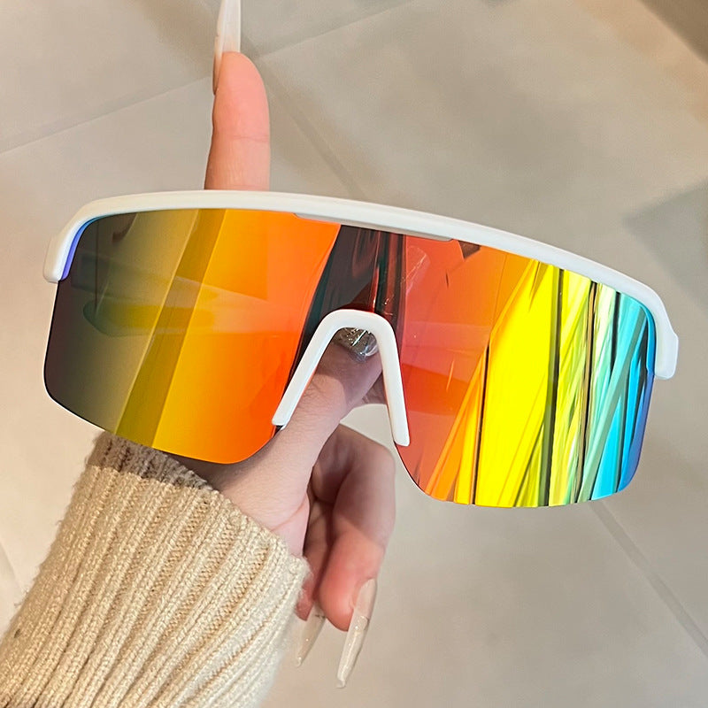 Unisex nan sporty shield sunglasses with continuous visor glass and non-slip nose pads Kalsten