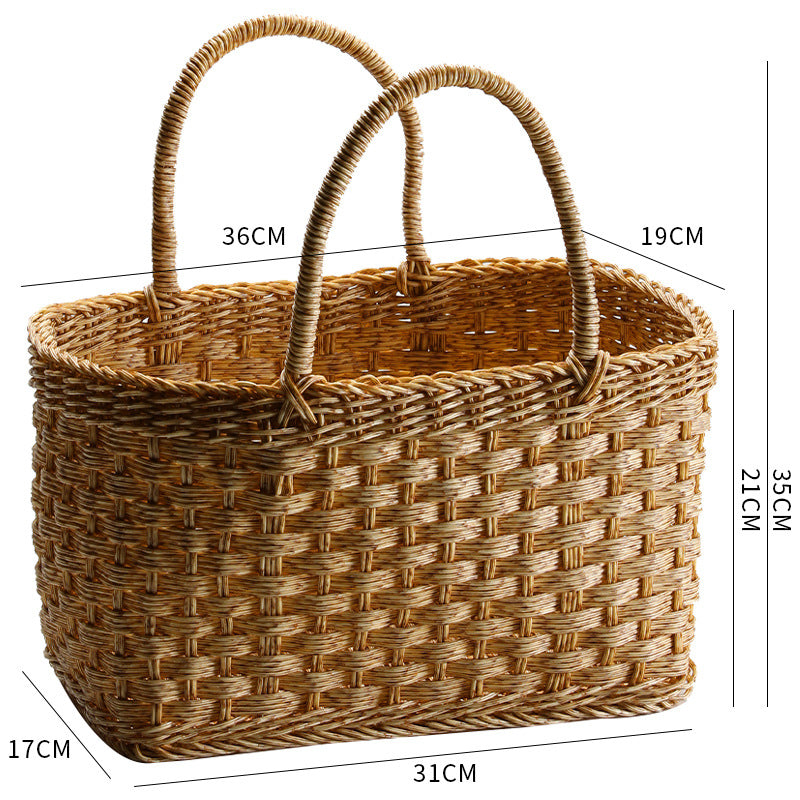 Unisex Handwoven Shopping Basket with Two Handles Kalsten