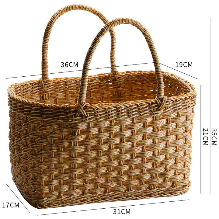 Unisex Handwoven Shopping Basket with Two Handles Kalsten