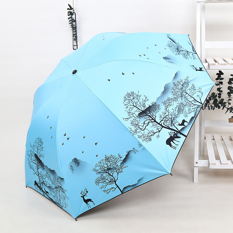 Ladies Foldable Umbrella with Artistic Nature Design Kalsten