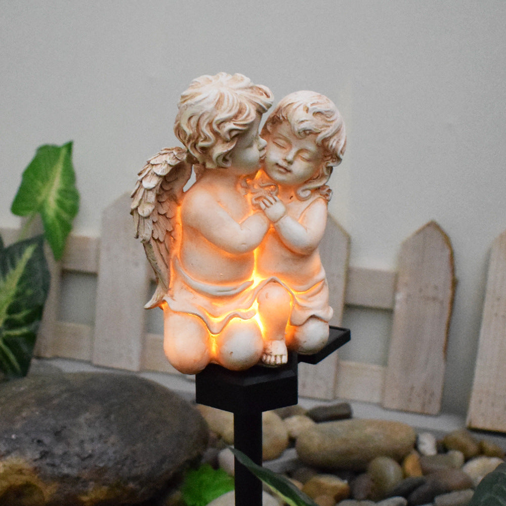 Decorative Solar Garden Stake Statue Resin Girl Figurine With Integrated Solar LED And Weatherproof Spike Kalsten