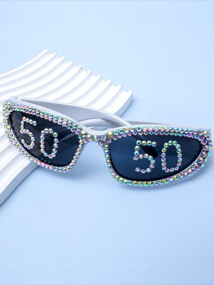 Women Glamorous Rhinestone Sunglasses with Custom Designed Inscription Kalsten