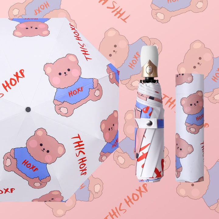 Women's Foldable Umbrella with Cute Bear Design Kalsten