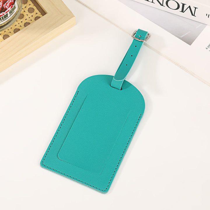 premium vegan leather luggage tag with adjustable buckle and clear ID window Kalsten