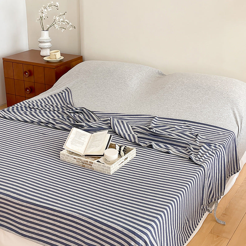 Women's living room blanket made of high-quality cotton with fine stripes Kalsten