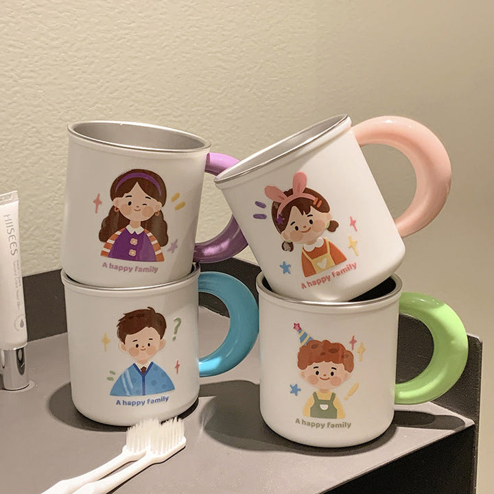 Stainless steel ceramic mug with cheerful family motif Kalsten