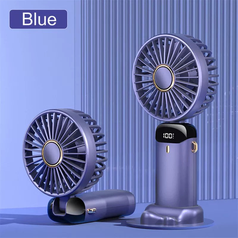 Unisex one size foldable rechargeable handheld fan with LED battery status indicator and detachable charging station Kalsten