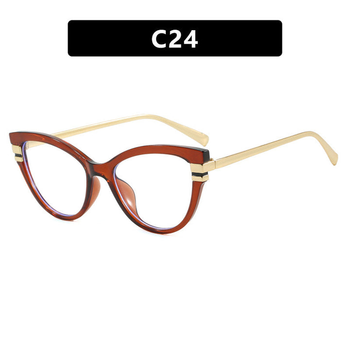 Ladies Cat-Eye Sunglasses with Elegant Plastic Frame and Golden Accents Kalsten
