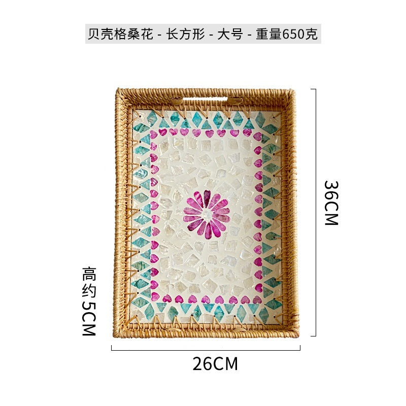 Women rectangular serving platter with handmade mosaic Kalsten