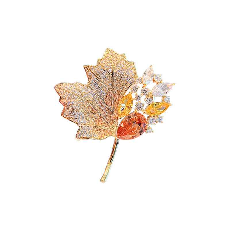Exquisite leaf brooch with sparkling crystals Kalsten