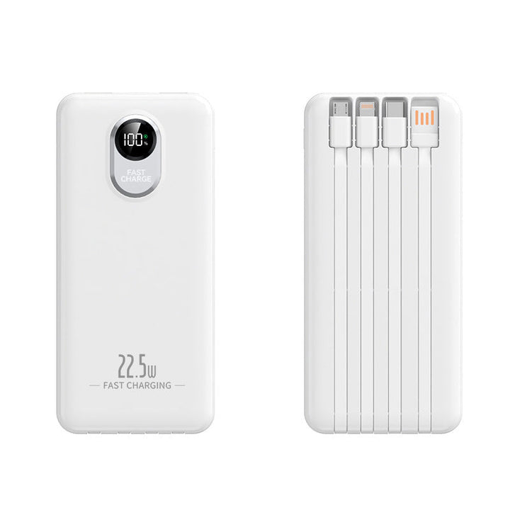 Portable power bank with 22.5 W fast charging function and integrated cables Kalsten