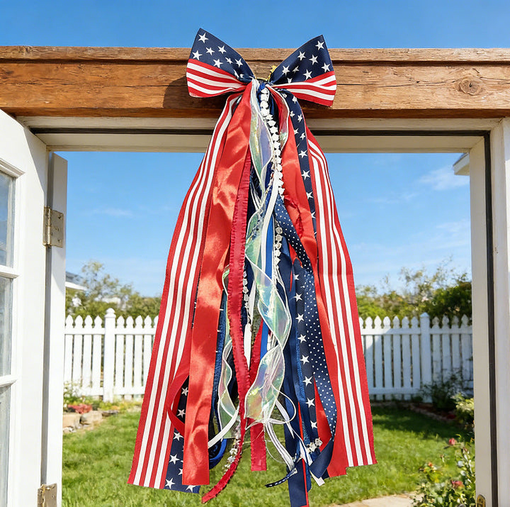 Unisex nan decorative ribbon hanging decoration with long satin and organza ribbons Kalsten