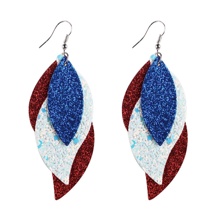 Women's nan teardrop-shaped faux leather earrings with star and stripe print Kalsten