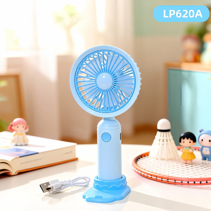 Unisex compact portable USB handheld fan with foldable stand and quiet brushless motor Kalsten