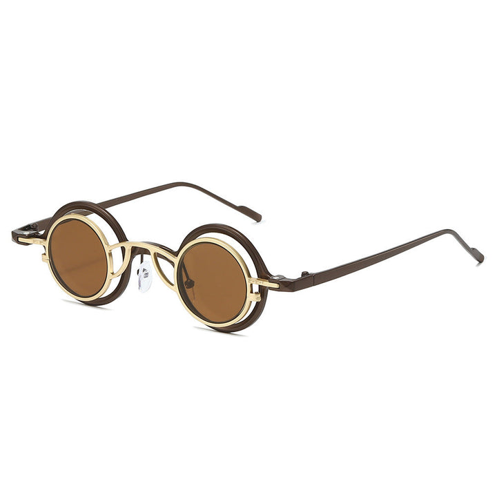 Women's Retro Round Sunglasses with Double Frame Kalsten