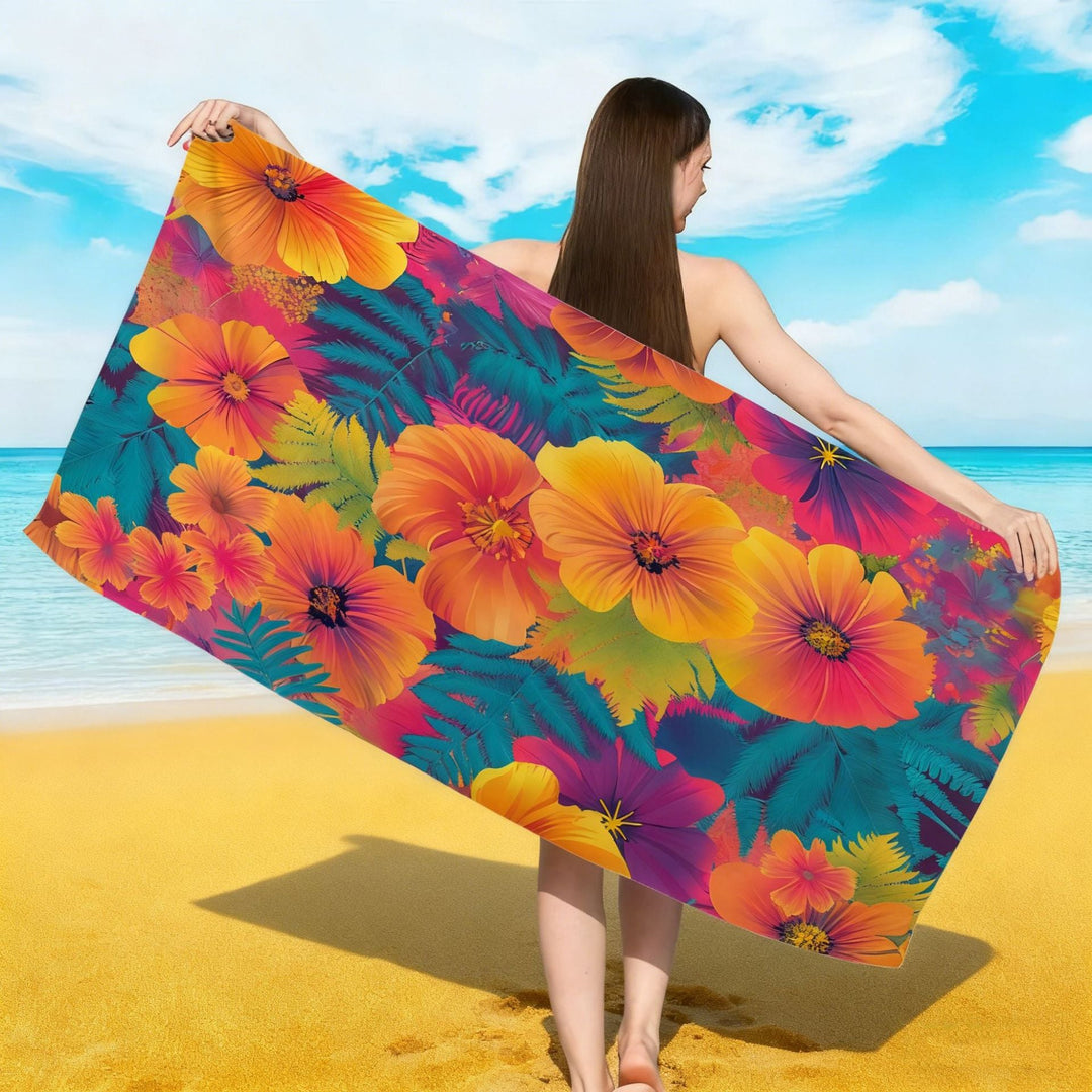 Beach towel with colorful floral pattern Kalsten