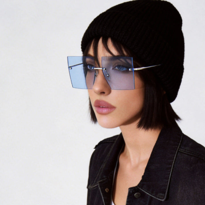 Women's fashion square sunglasses with wide lenses and delicate metal frame Kalsten