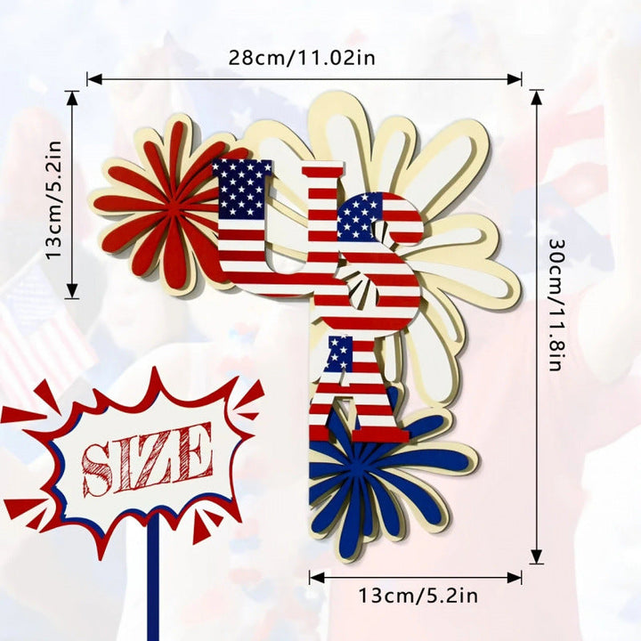 Independence Day layered laser-cut corner door and wall plaque with USA flag letter motif Kalsten