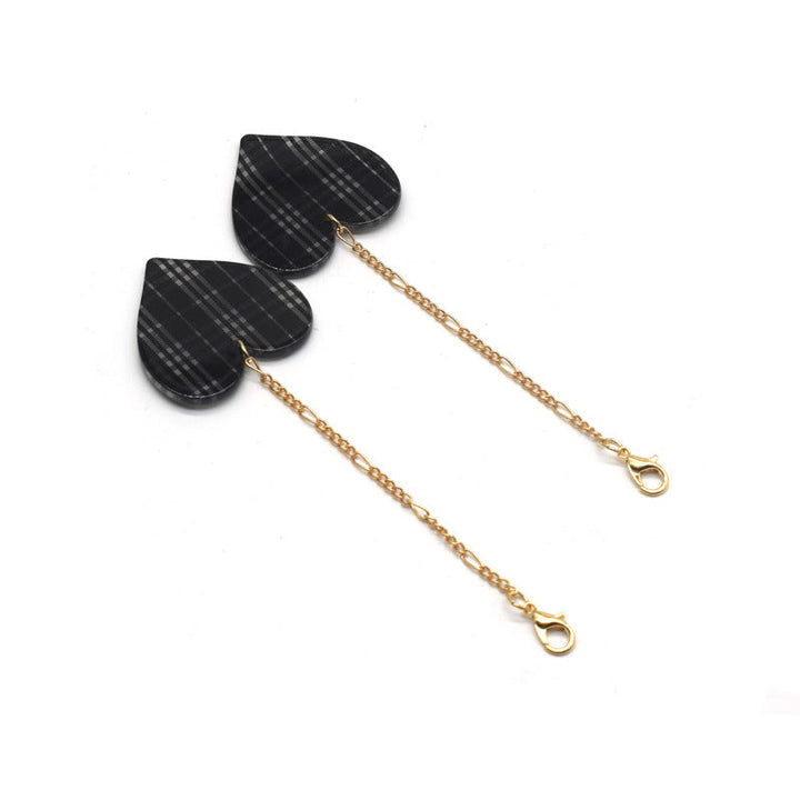 Heart-Shaped Dangle Earrings with Golden Chain Kalsten