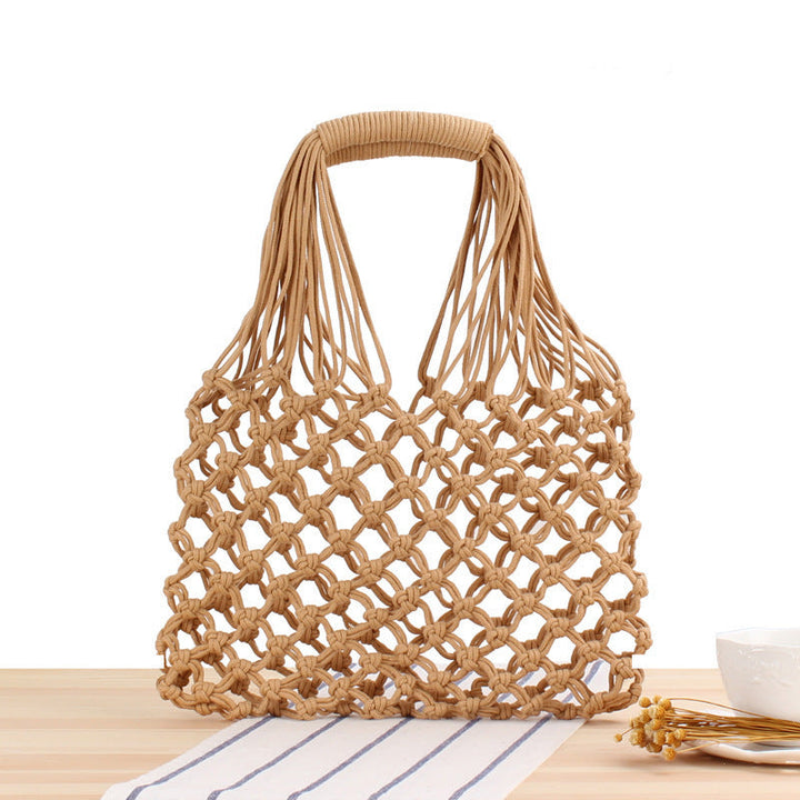 Handmade mesh tote bag with ergonomic carrying handle Kalsten