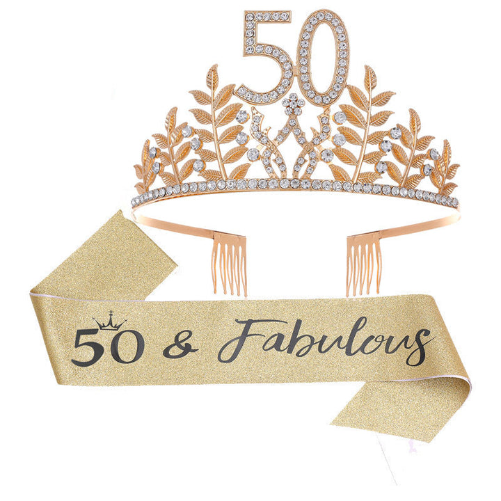 Women's Glamorous Birthday Crown with Shining Rhinestones Kalsten