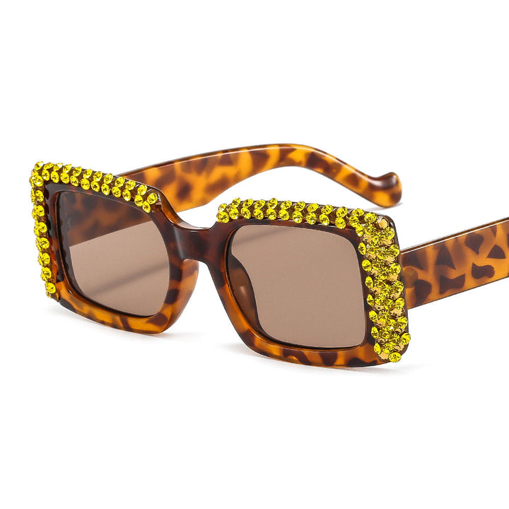 Women's Glamorous Square Sunglasses with Sparkling Crystal Frame Kalsten