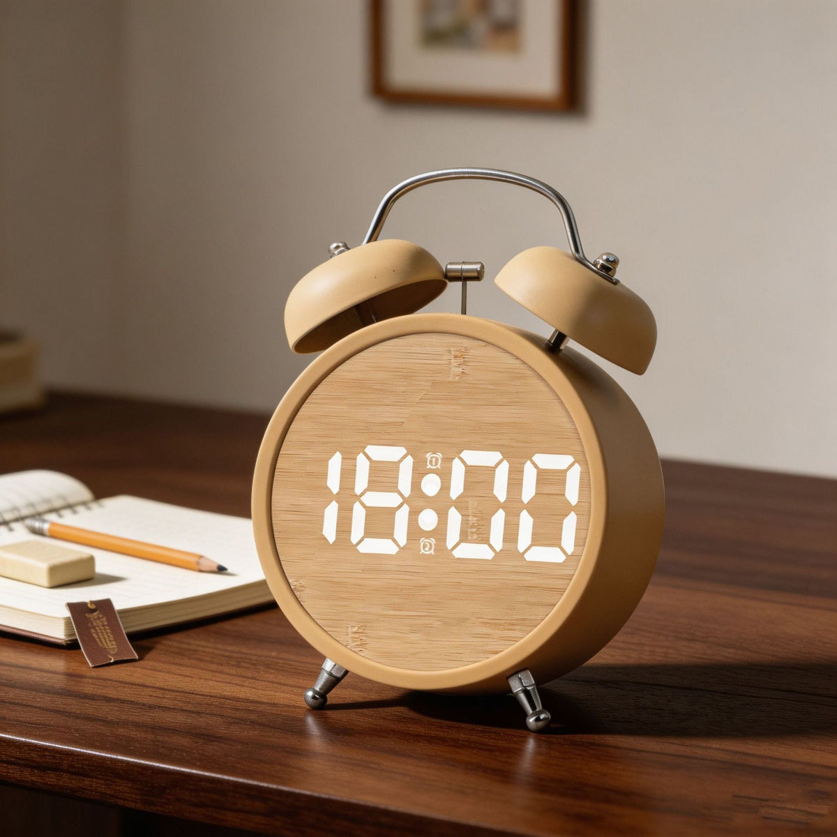 Digital Alarm Clock in Modern Design with Large LED Display