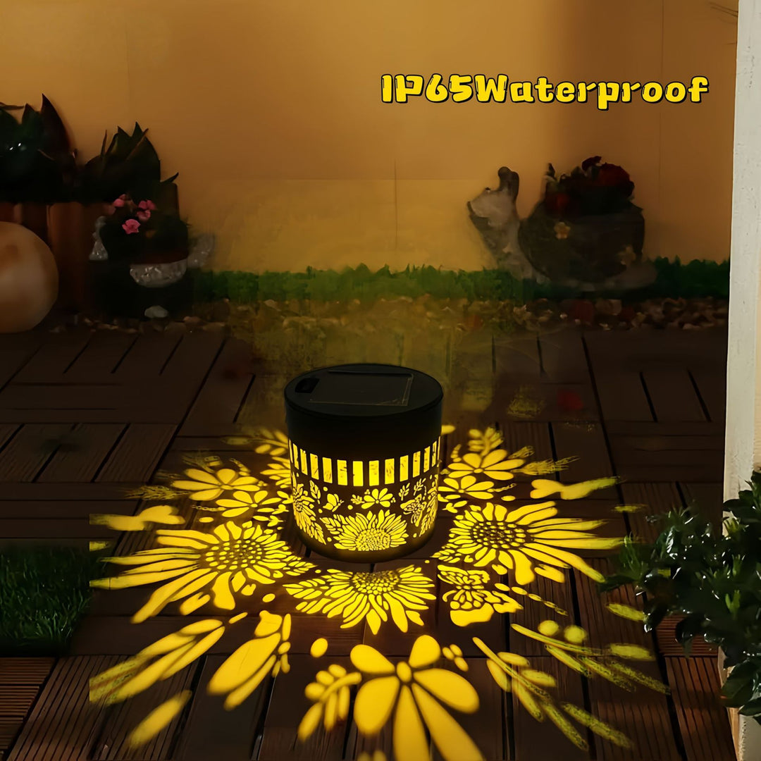 Solar Projection Garden Light With Decorative Floral Pattern And Dusk-To-Dawn Sensor Kalsten