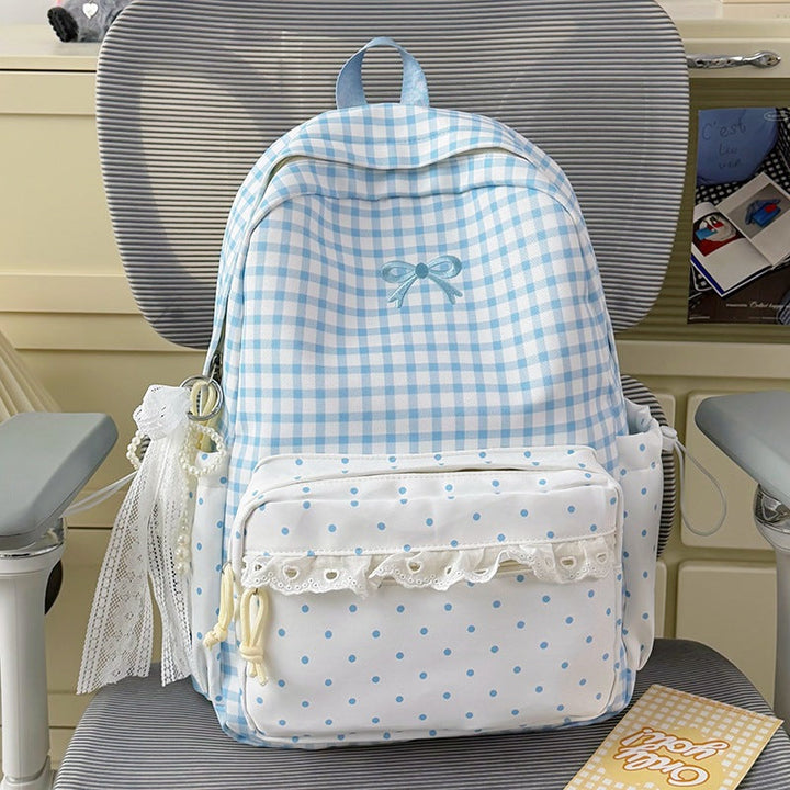 Playful Gingham and Polka Dot Backpack Kalsten