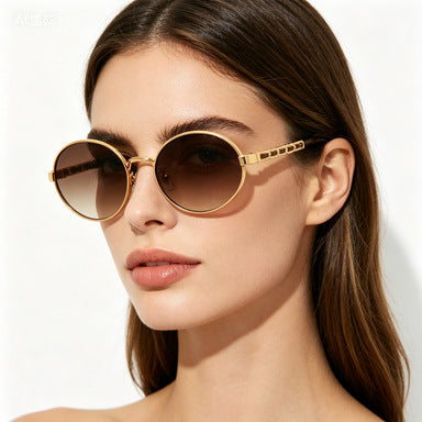Women's elegant round sunglasses with luxurious frame and comfortable temples Kalsten