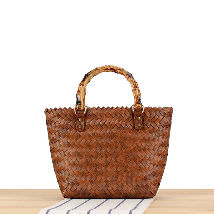 Braided handbag with high-quality bamboo handle Kalsten