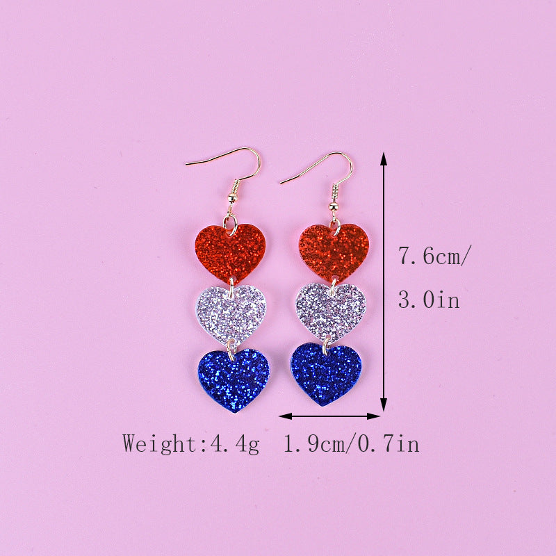 Women's nan triple star dangle glitter resin earrings with hypoallergenic hooks Kalsten