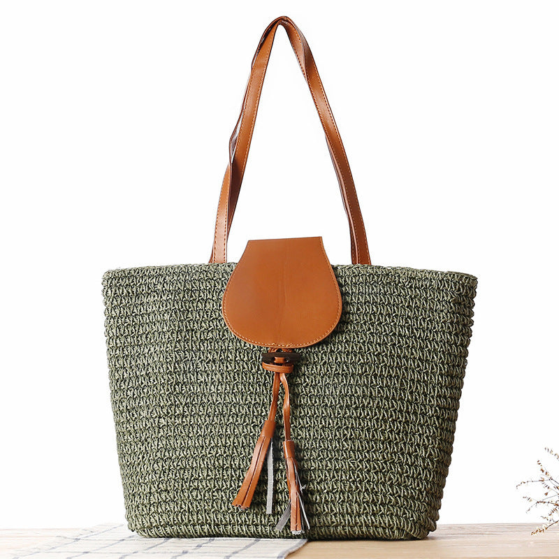 Elegant basket bag with leather accents Kalsten