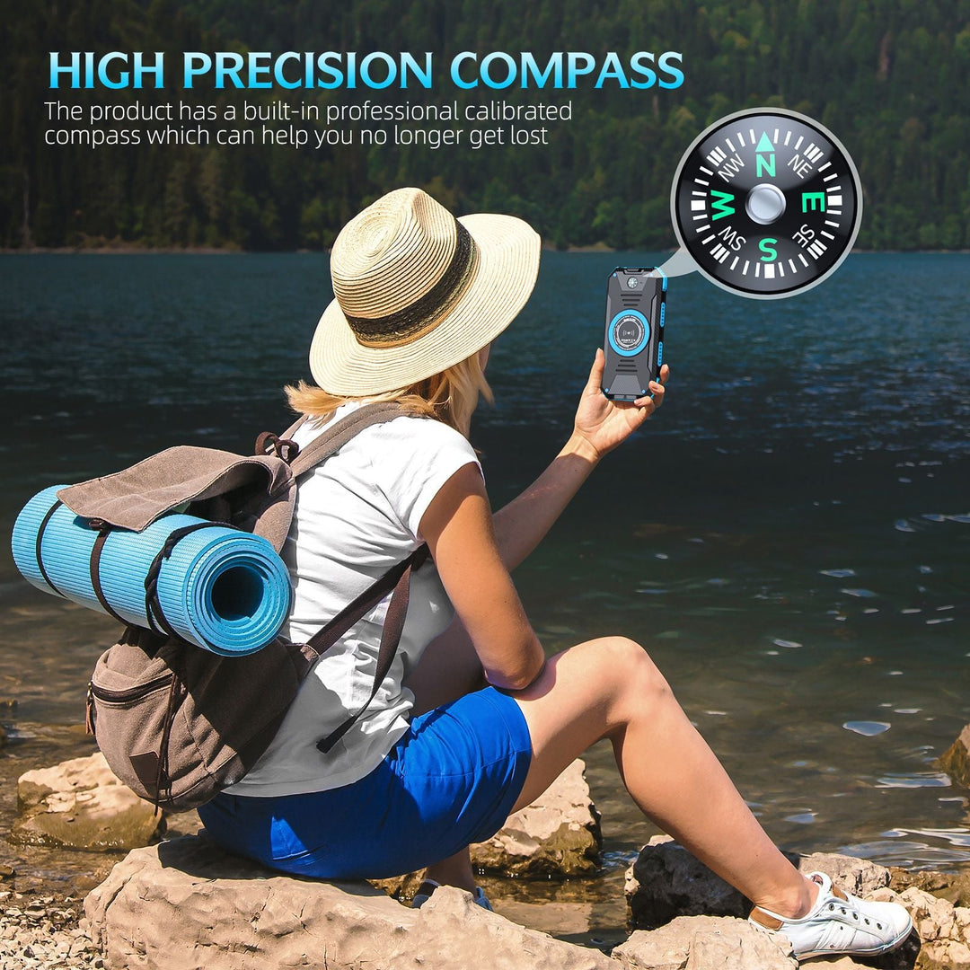 Solar-powered power bank with integrated compass and LED lighting Kalsten