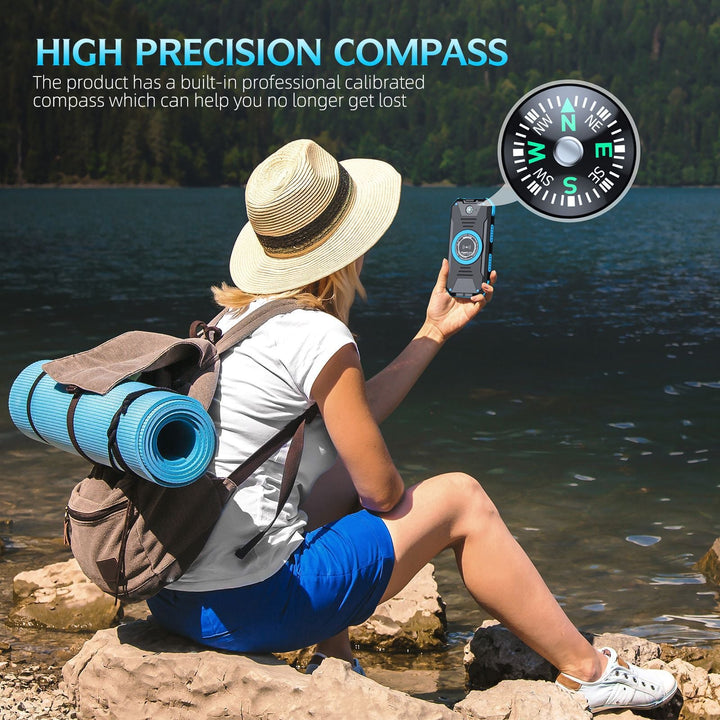 Solar-powered power bank with integrated compass and LED lighting Kalsten