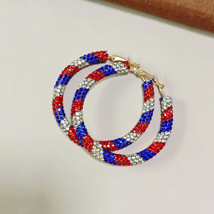 Ladies' large creoles with pavé rhinestone embellishment and clasp closure Kalsten