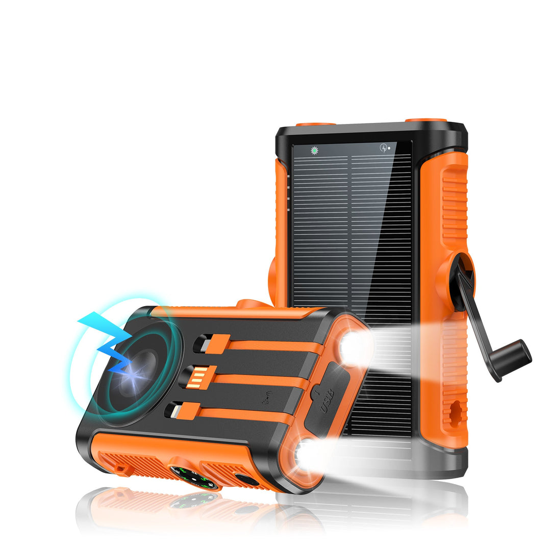Portable solar battery with integrated hand crank charger Kalsten