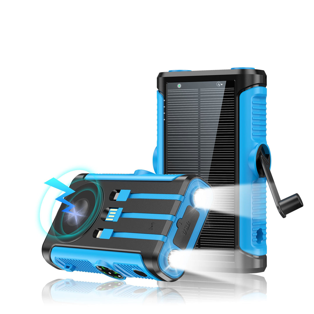 Portable solar battery with integrated hand crank charger Kalsten