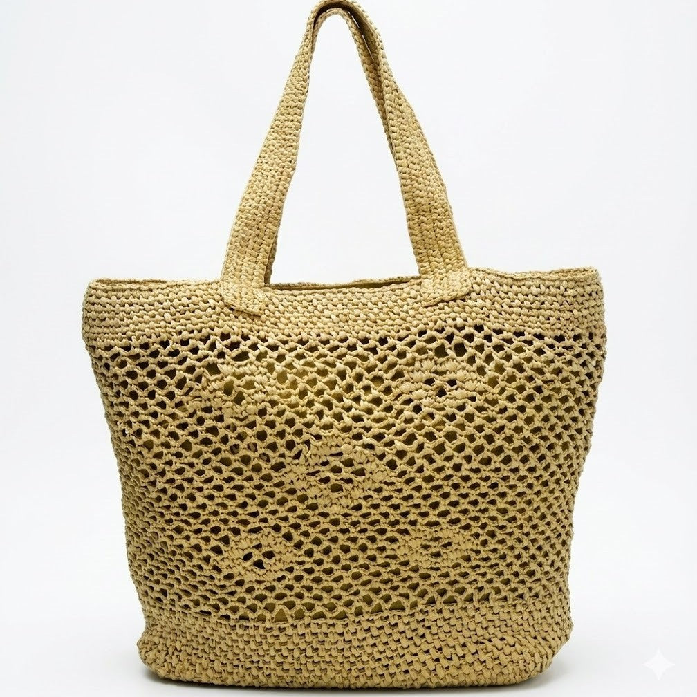 Large macrame bag with leather accents Kalsten