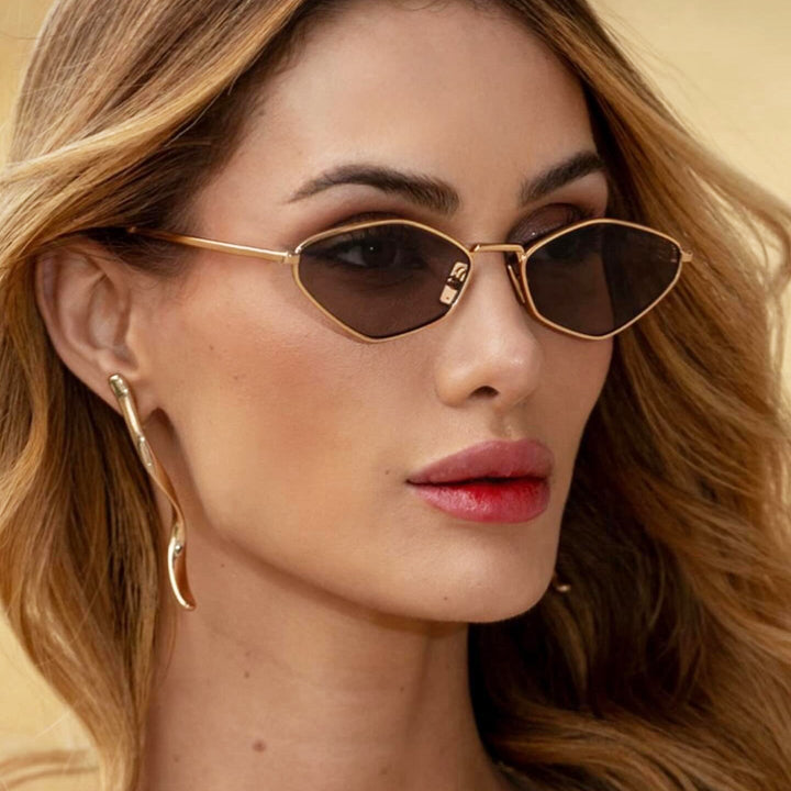 Women's geometric sunglasses with fine metal frame and UV protection Kalsten