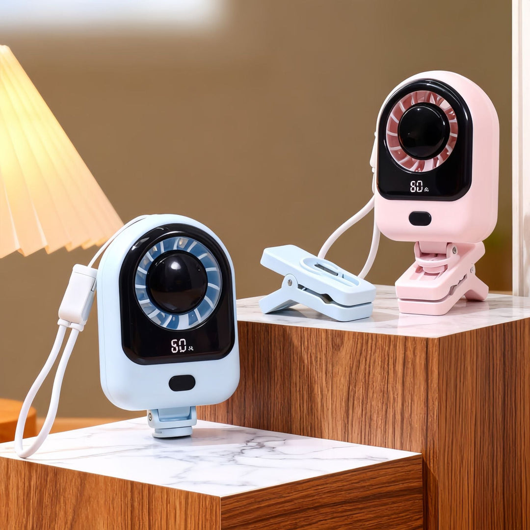 Women's portable table fan with LCD display and USB charging port Kalsten