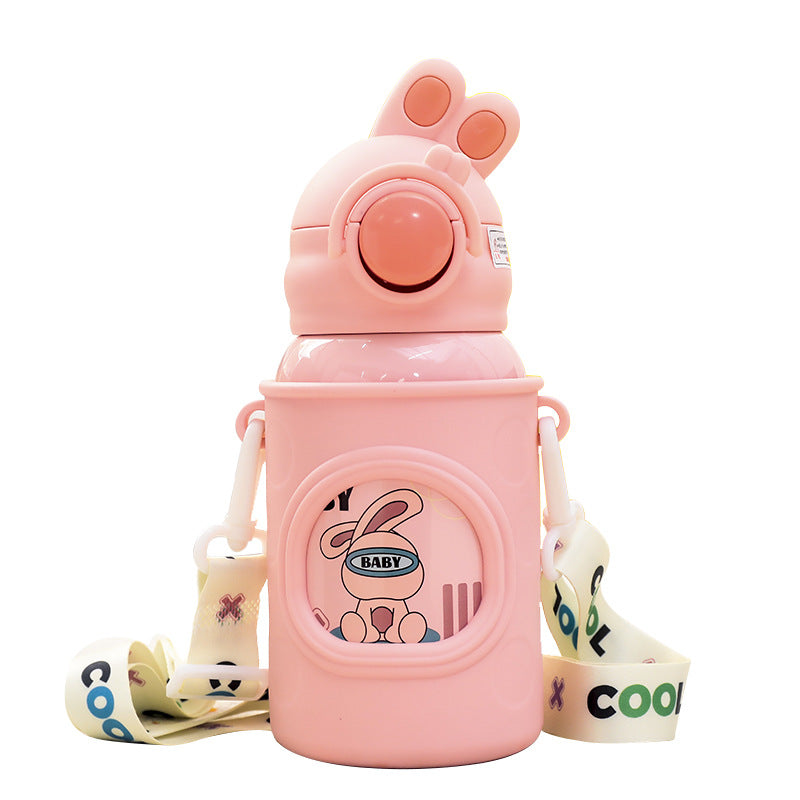 Ladies insulated drinking bottle with cute bear design and practical carrying strap Kalsten