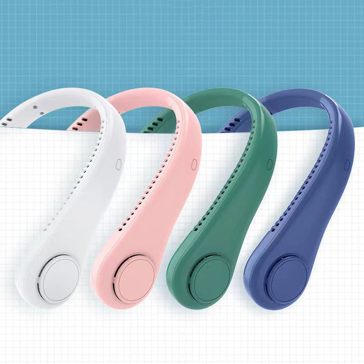 Unisex portable rechargeable neck fan with quiet dual fan adjustable air levels and ergonomic neckband Kalsten