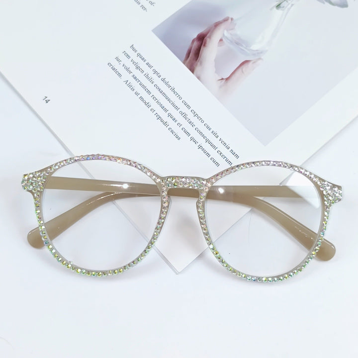 Women Stylish Cat Eye Glasses with Sparkling Rhinestone Trim Kalsten