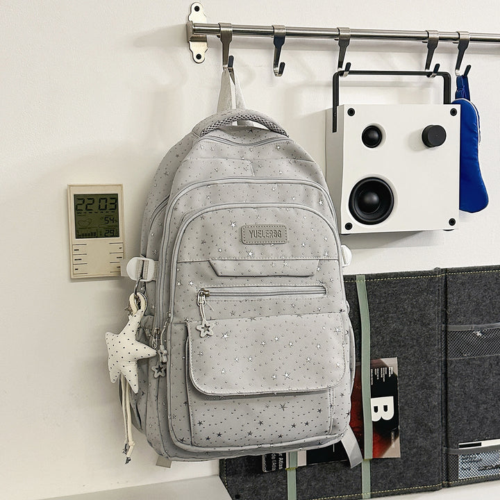 Multi-Compartment Star-Embellished School Backpack